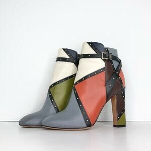Valentino Garavani Studded Paneled Colorblock Ankle Boots Women’s 37 Shoes